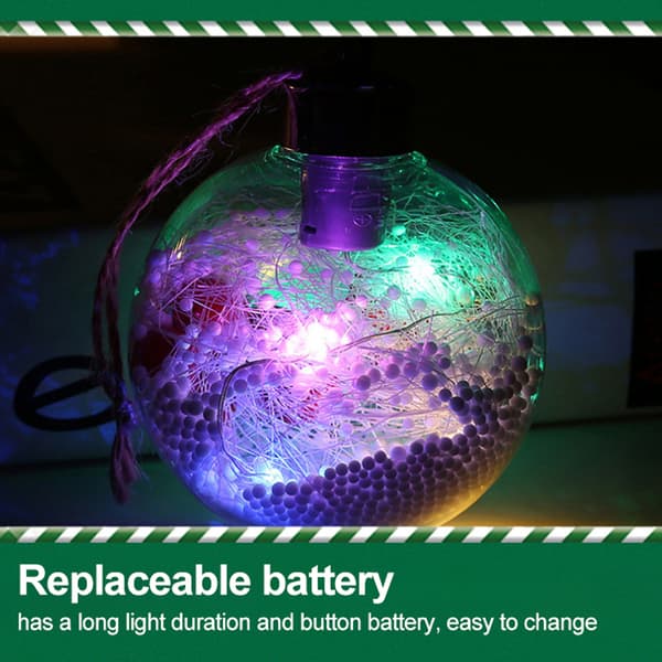 6 Pcs Luminous Christmas Tree Balls with LED Lights, Refillable Ornaments, Christmas Tree Hanging Balls, Party Decorations