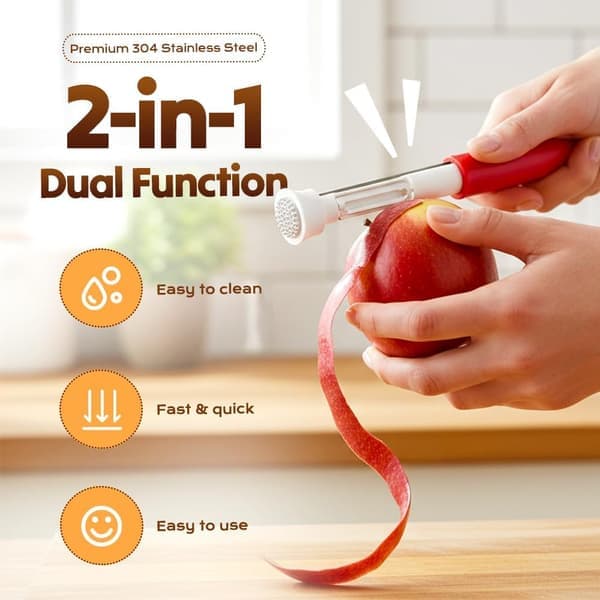 2-in-1 Apple Corer & Peeler 2026 Upgrade - Multifunctional Fruit Peeling Tool with Vegetable Peeler, Kitchen Utensil