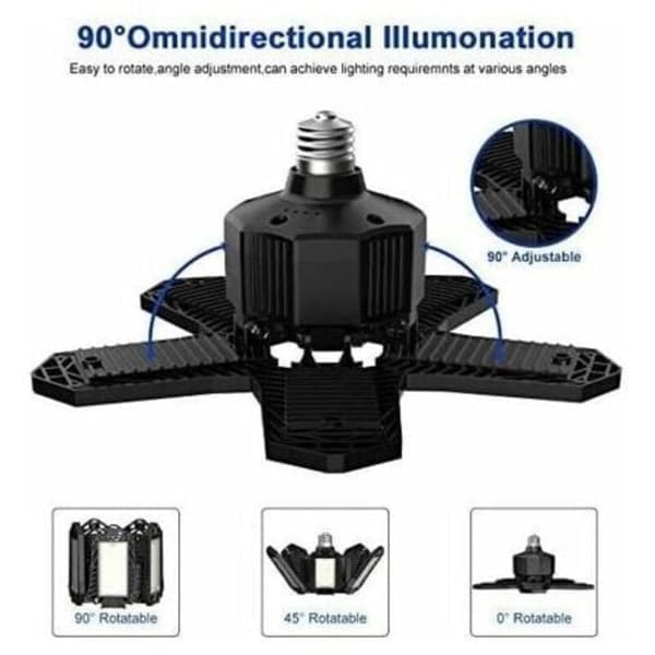 SALG - LED garasjebelysning - 120 W - 12000 lm - Verkstedlampe - Formbare taklamper - E26/E27 paneler - 1 lampe