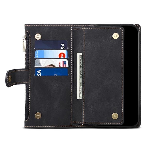 iPhone 14 Plånboksfodral Flap Zipper Strap - Svart