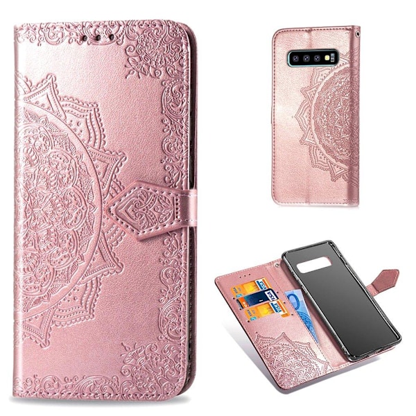 Mandala läder Samsung Galaxy S10 Plus fodral - Rosa Rosa