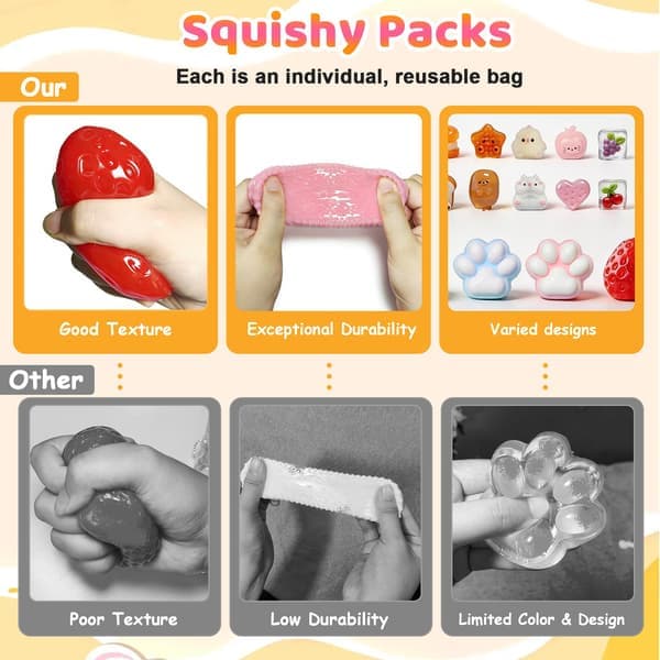 22-delars Taba Squishy Leksaksset, Kattbajs Squishy Pack för Stresslindring