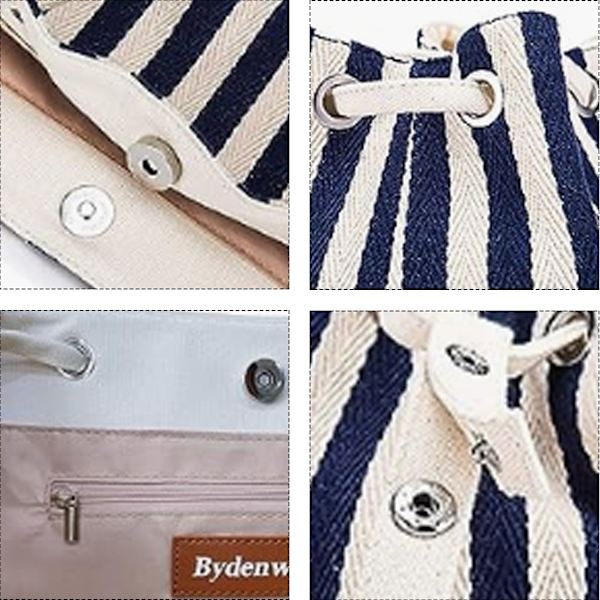 Dam Canvas Sommar Tote Väskor Liten Medium Strandväska Axelväska Daglig Arbets Handväska för Semester Resa Pool