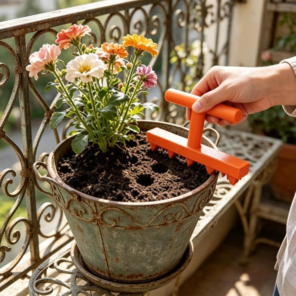 Handheld Garden Tool 5-Hole Seed Planter Soil Dibber with T-Handle for Vegetable and Flower Planting in Beds and Pots