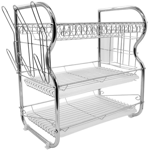 DISKSTÄLL I ALUMINIUM OCH PLAST-E + bricka 49x36 silverEdish diskställ, diskställ-förvaringsställ