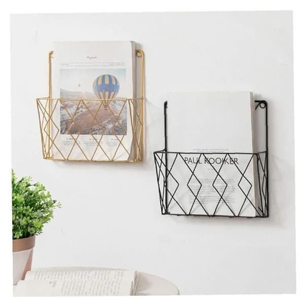 Wall Mounted Magazine Holder Magazine Rack Storage Rack Black Drag