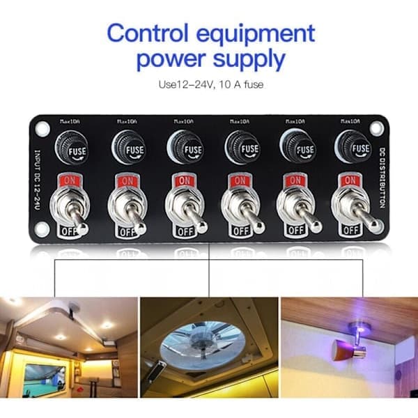 Bil Multi Panel Switch 12/24V Universal Ström Kontrollpanel Switch