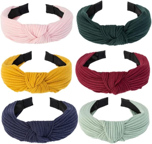 Blomsterpannebånd for kvinner og jenter med elastisk knute hårpynt (6 farger)