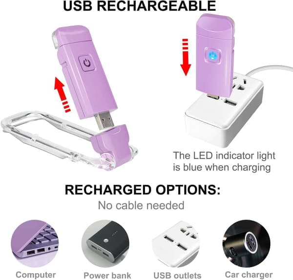 LED klemmeboklys, USB oppladbart bokmerke lys, nattbordsleselys, barneboklys, justerbar lysstyrke.