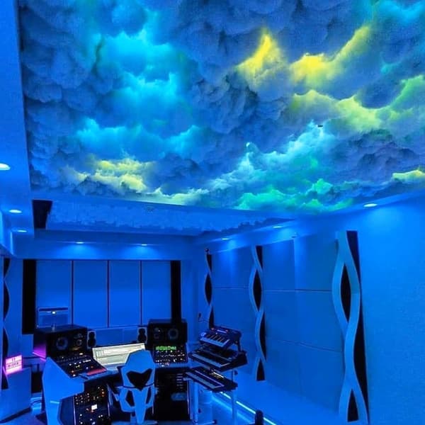 USB-driven åskmoln LED-dekor med musikrytm och färgskiftande effekt, 3D-taklampa för sovrum, spelrum 400cm /13.12ft