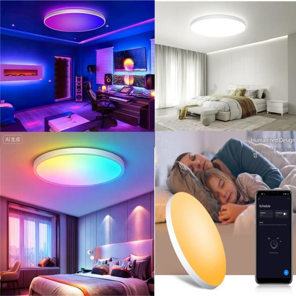Ultynd rund smart loftlampe – 5G-aktiveret RGBCW-omgivelsesloftlampe