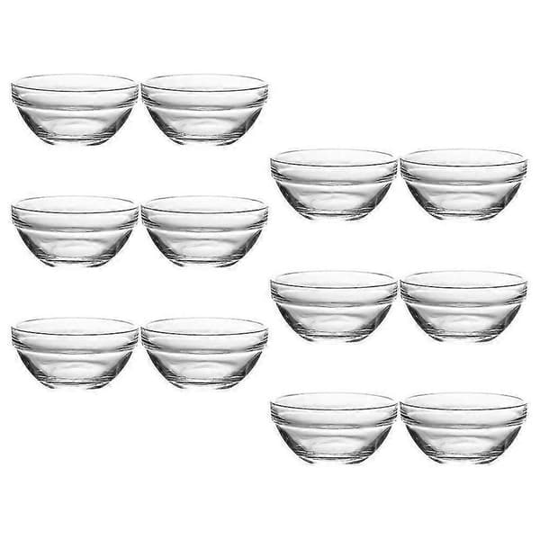 Små, transparente glasskåler, 12 stykker