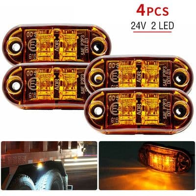 Set med 4 orange 12V/24V sid-/fram-/bakpositionsljus för lastbilar/släpvagnar/husvagnar/bilar/båtar, 72x34x20 mm