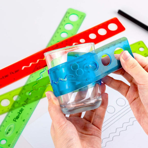4 stycken plastlinjal rak linjal transparent linjal mätverktyg