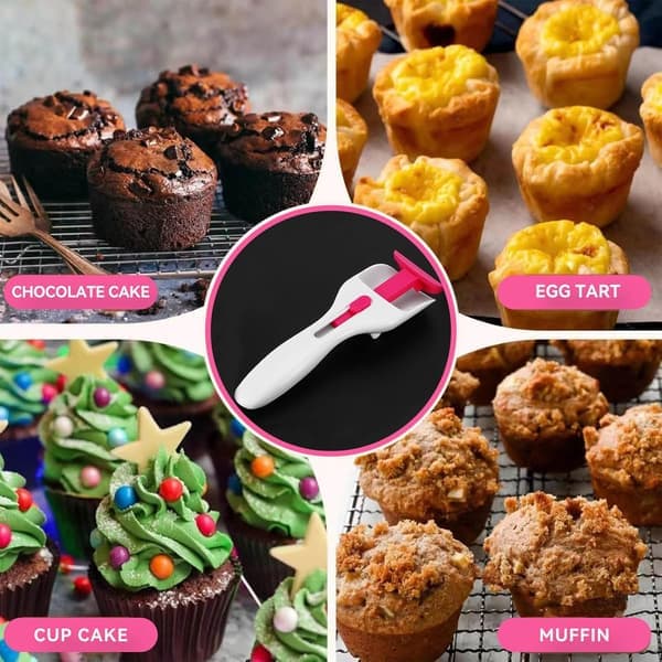 Muffin Batter Spoon, Muffin Batter Scoop with Push Button, Baking Spoon for Baking, Pastries and Cake Decoration