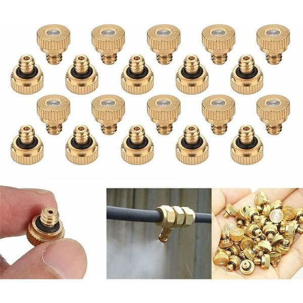 20-pack Brass Misting Nozzles, Atomizer for Cooling Systems (0.3mm Nozzle)