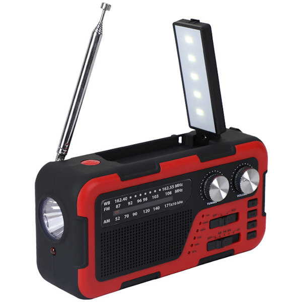 Nödväderradio  Bärbar med solladdning, handvev, AM/FM/NOAA väderradio