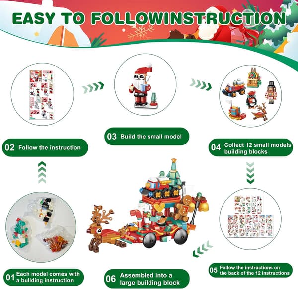 Christmas Countdown Hand-Tear Blind Box Calendar Three-Layer Building Blocks Children's DIY Creative Toys A