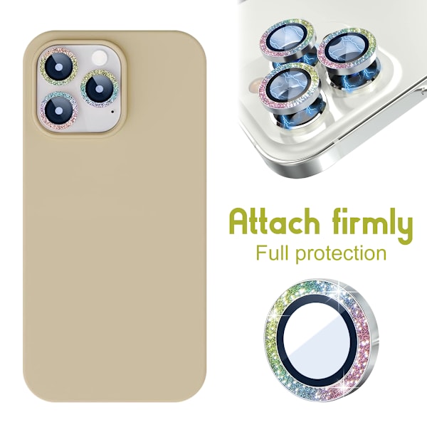 För Apple kameralinsskydd för iPhone 15Promax / iPhone 15 Pro Bling, reptålig HD-härdat glas med aluminiumlegeringskant