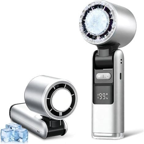 Mini Portable Air Conditioner Fan, Foldable Fan with LED Display, Cooling Function, 1-199 Wind Speeds, 4000mAh (White)
