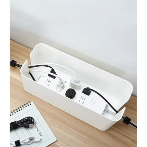 Set of 3 Cable Storage Boxes, Cable Management Boxes, Cable Storage Boxes with Bamboo Lid, Cable Storage Boxes to Hide Cables. Organize