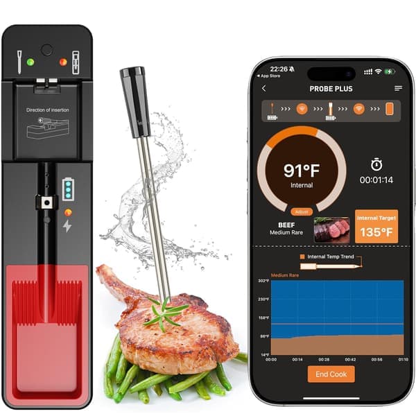 Smart Bluetooth Stegetermometer Langdistance Trådløst Kødtermometer til Ovn Grill Rygning BBQ