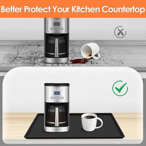 Silicone Coffee Mat with Edge, Heavy Duty Coffee Machine Mat, Coffee Table Mat that can be Placed Under the Coffee Machine, Espresso Accessories.