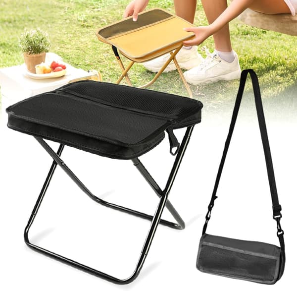 Handbag Stool - 1 Piece - Folding Stool - With Storage Bag - 28×26×23.5 cm - Shoulder Strap - Portable Stool - Folding Stool - Outdoor