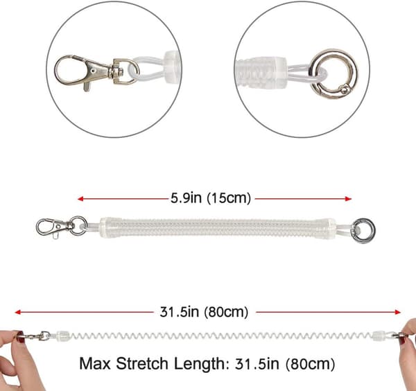 Telefonhalsrem, Universal Tyverisikring Anti-tabt Elastisk Fastgørelseshåndledsrem med Patch Kompatibel med de fleste smartphones (Transparent)