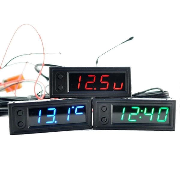 Bilur Universel Digital Bilur Dato 3 i 1 LCD Display Elektronisk Temperatur Selvlysende Grøn