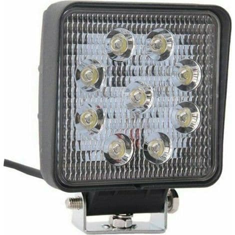 Square Work Light with 9 LEDs, 27 Watts, 2400 Lumens, IP67