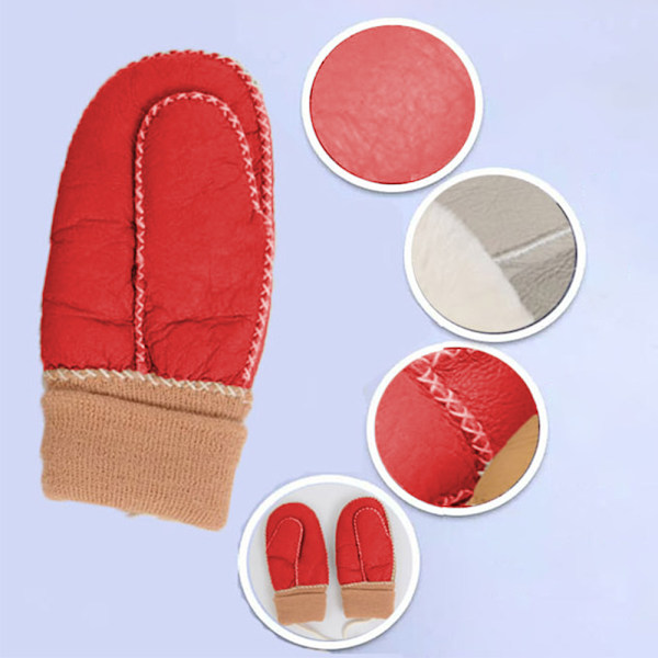 Fleece Toddler Vantar med Snöre 1-3 År Fleece Baby Vantar Vinterfoder Spädbarnsvantar Varma Termiska Handskar Röda