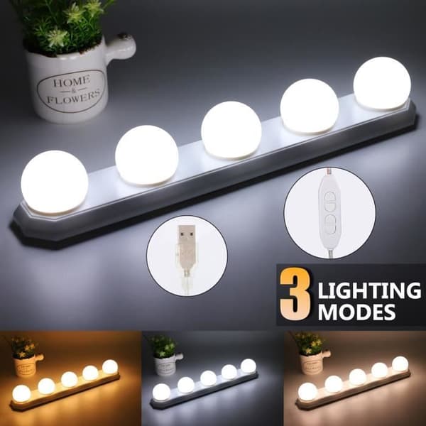 LED Super Bright White Bulb Mirror Lamp Makeup Light with Suction Cup Cosmetic Bathroom Portable