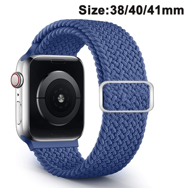 Flätad Solo Loop kompatibel med Apple Watch Band för kvinnor män, stretchiga nylon elastiska remmar Armband för iWatch-serien svart 38/40/41 mm