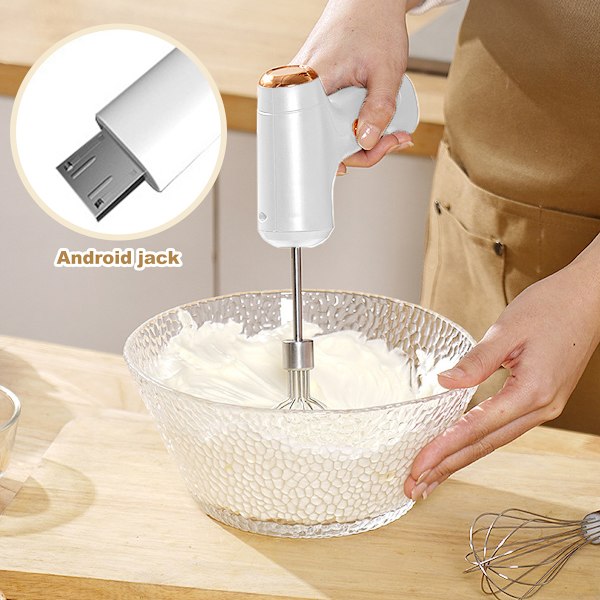 Sladdlös handmixer, elektrisk visp USB uppladdningsbar handhållen elektrisk mixer Enkelsteg (enkelt huvud/dubbelt huvud)