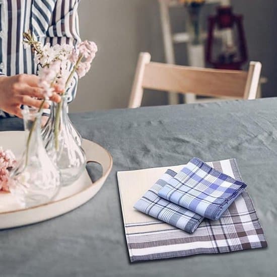 Herrelommetørklæder, sæt med 10 - 100% bomuld, ternet mønster - 38x38 cm - Bløde og absorberende - Velegnet til fester og forretning - Maskinvaskbare