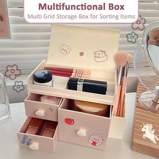 1 Piece Cute Desk Organizer Office Supplies Storage with Drawers and