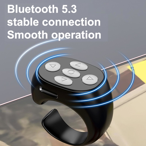 Bluetooth-fjärrkontrollring, trådlös kameraslutare selfie-knapp för mobiltelefon fjärrkontroll,p Black Black