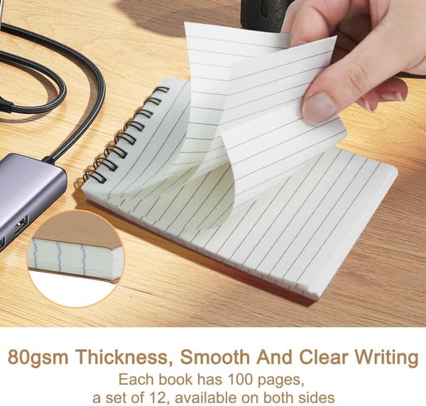 Pocket Notebooks Set of 12, Office Style Mini Notebook, Small Pocket-Sized Notepad, College, Work or School.