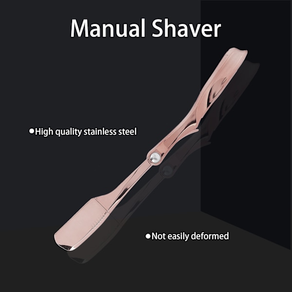 Professionell hopfällbar rakkniv för barberare, rakhyvel för män, rakhyvel med pläterad bladhållare (roséguldpläterad)
