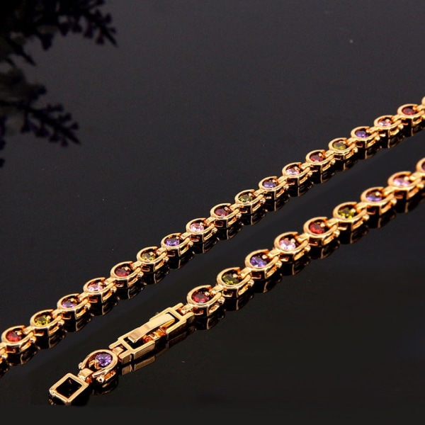 Damarmband, tennisarmband med flera ädelstenar och diamanter Guldhjärtaarmband för kvinnor (guld)