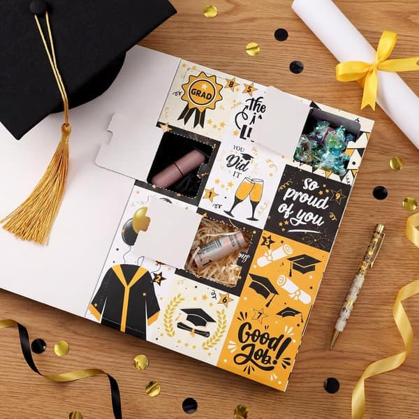 Countdown Calendar Gift Box for Graduation 12 Days 2026 Graduation Gift Box with Raffia Filling Large Inner Boxes Fill Yourself Empty Boxes