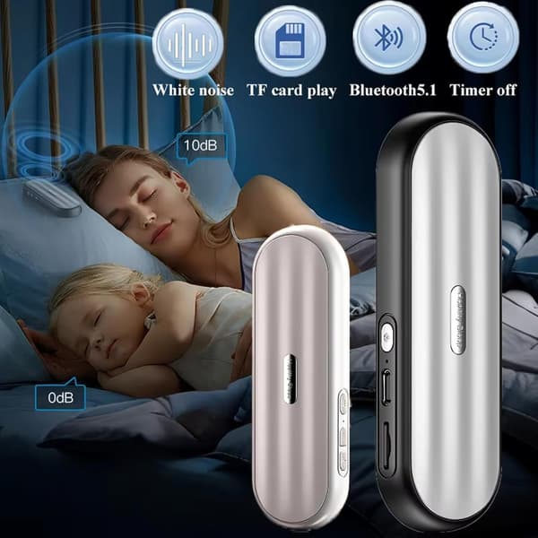 Sovehøjttalere - Bluetooth-højttaler til under puden - Knogleledning - Hvid støj - 30 timers spilletid - Sort