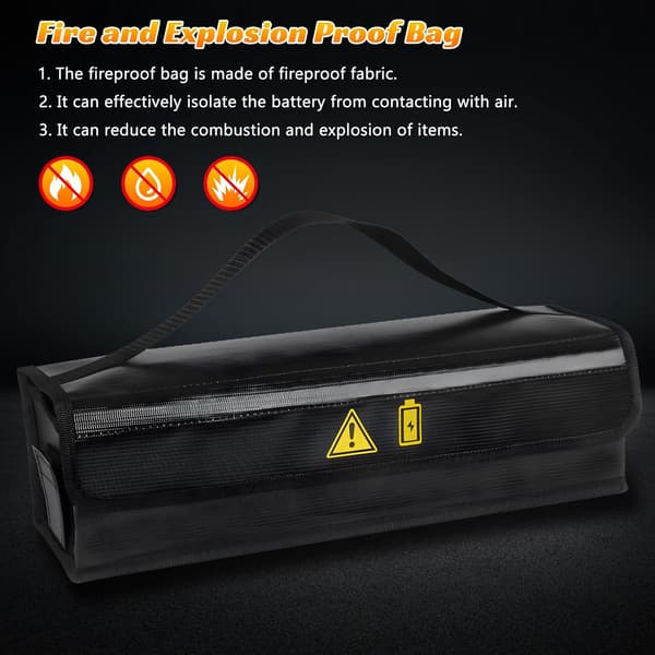 2-pack E-cykel Batteri Brandsäker Låda - 1400°C Resistens, Vattentät & Explosionssäker Väska för Säker Förvaring & Transport