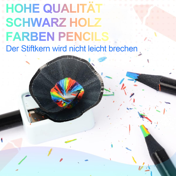 7 färger regnbågsfärgade pennor, 12 st regnbågsfärgade pennor, 7 i 1 svarta träregnbågsfärgade pennor, barns ritning, färgning, konstteckning