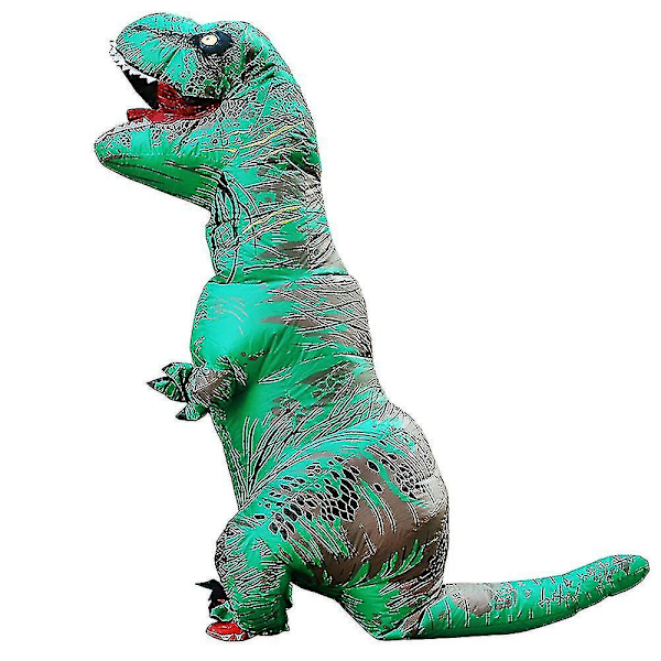 Barn och vuxna dinosaurie uppblåsbar cosplay kostymer T-rex anime tecknad film festklänning kostymer Halloween kostym green green