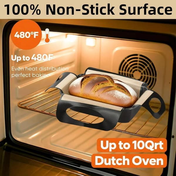 2-pak genanvendelige silikonebageforme til brød - Premium surdejsbrødslynge til brødforme, non-stick bagemåtte, 9x5 tommer