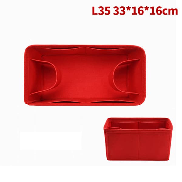 Bag Organizer Felt Fabric Insert 25 30 35 Makeup Handbag Red Red StyleA L