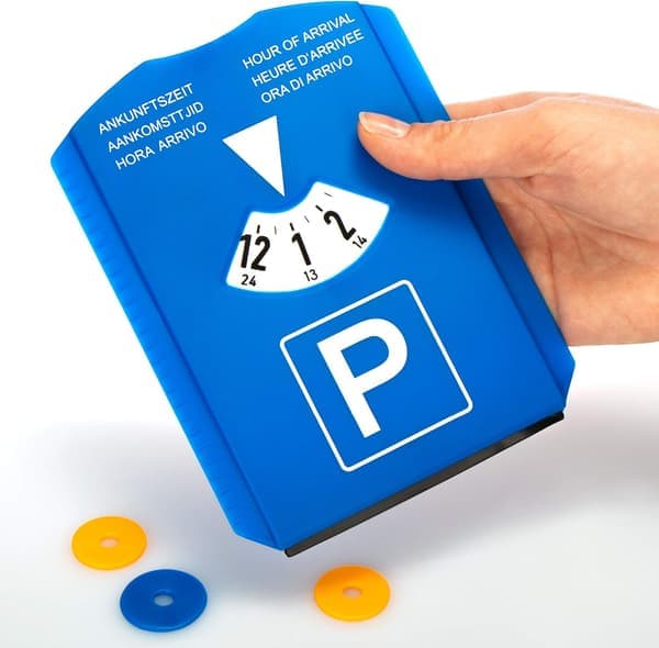 Snow Plow Parking Disc - Parking Disc with Snow Scraper and Ice Scraper - For Windshields and Car Windows for Motorists in Europe - 3 Items