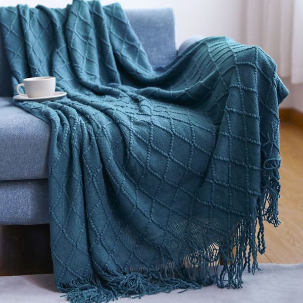 Supermjuk återvunnen bomull - FÖRTVÄTTAD dekorativ och mångsidig Boho-filt för soffa, bondgård, säng etc.